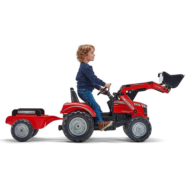 Falk Tractor met frontlader en aanhangwagen "Massey Ferguson" rood - Afbeelding 4