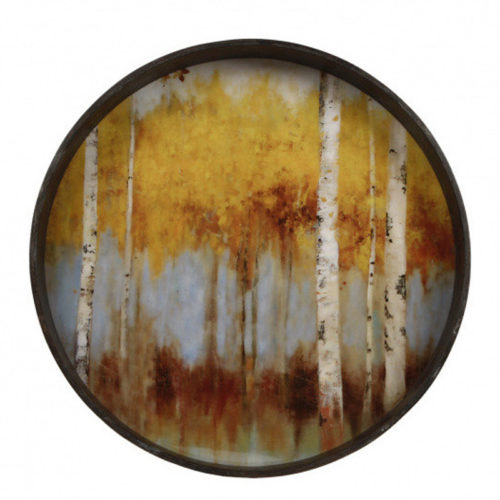 Wandversiering "Betula" (ø36x5cm) amber/blauw