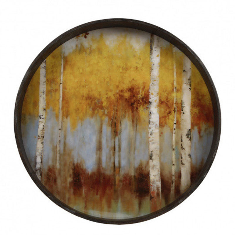 Wandversiering "Betula" (ø36x5cm) amber/blauw
