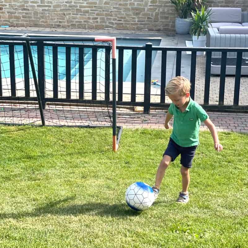 Voetbal (size 5) in PU wit/blauw - Afbeelding 4