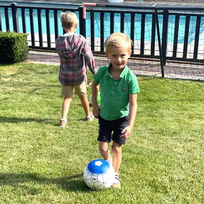 Voetbal (size 5) in PU wit/blauw - Afbeelding 3