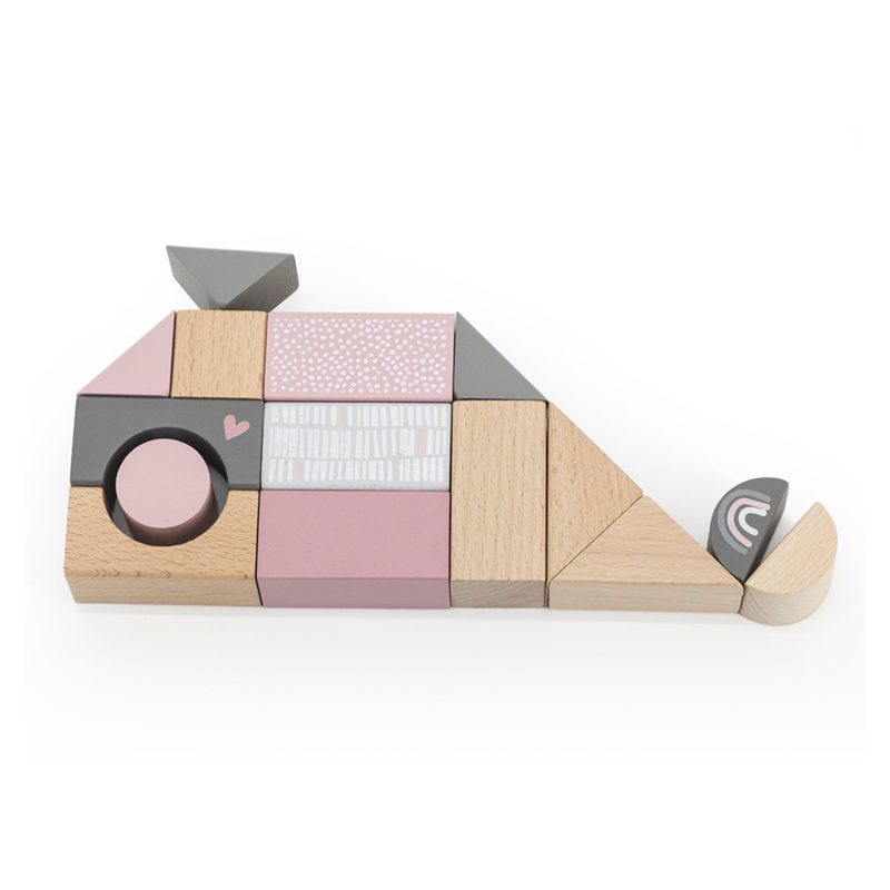 Houten blokken (50 stuks) roze - Afbeelding 2