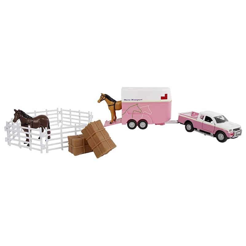 Kids Globe Mitsubishi met paardentrailer (27cm) roze