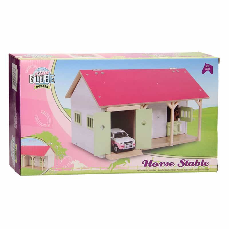 Kids Globe paardenstal met boxen (34x22x19cm) roze - Afbeelding 2