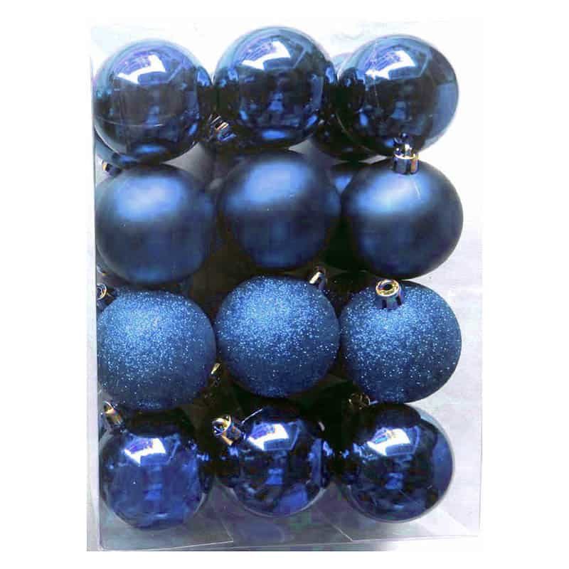 12 onbreekbare Kerstballen (ø8cm) donker blauw