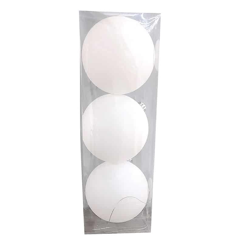 3 onbreekbare kerstballen (ø15cm) glitter wit