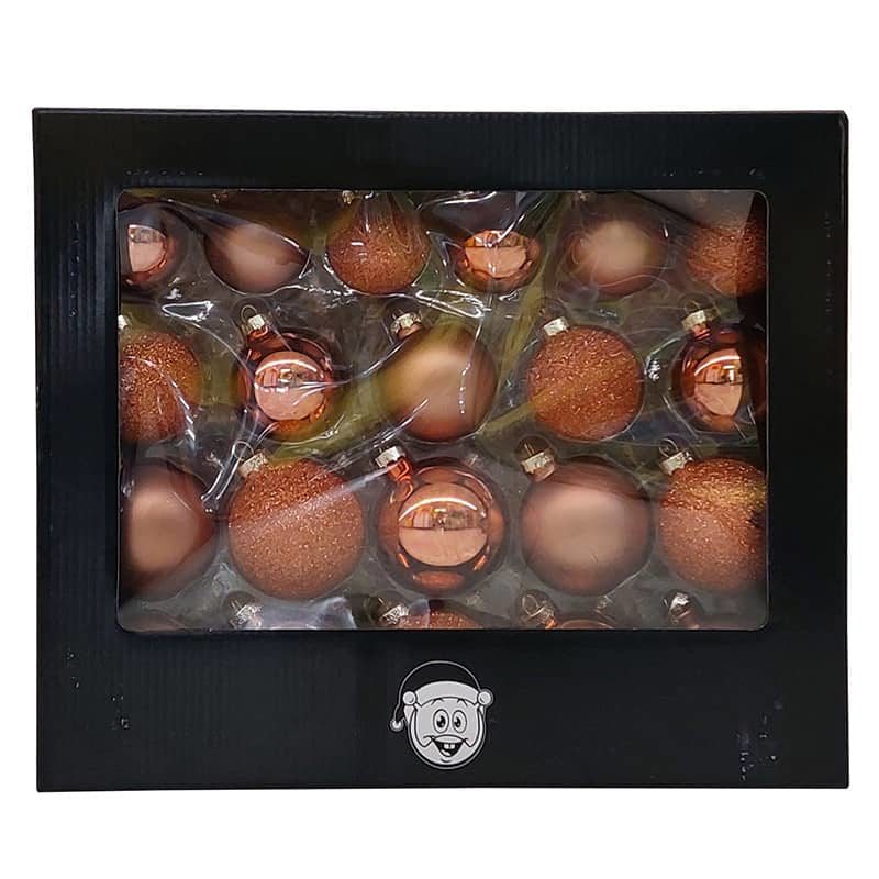 42 glazen kerstballen roze (ø5cm, ø5,5cm en ø6,5cm)