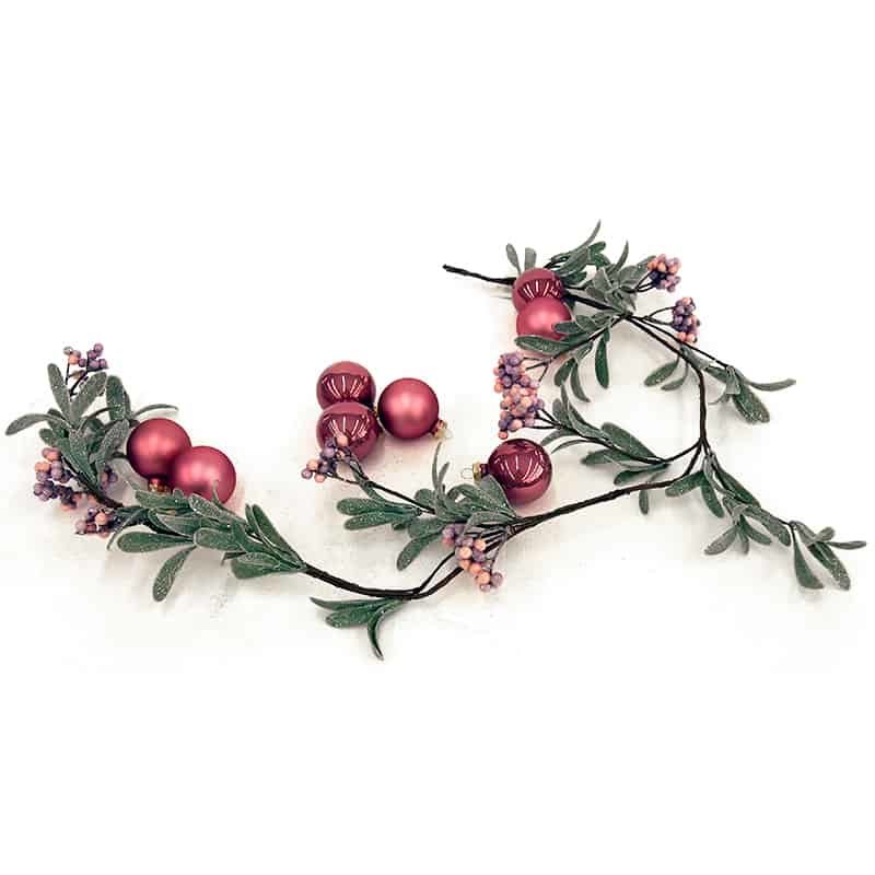 Kerstbal glas emaille-mat (ø5cm) velours roze (12 stuks)