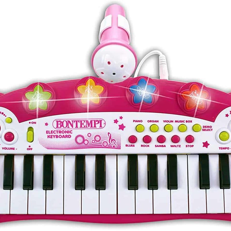 Keyboard electronisch 24 toetsen, met microfoon (roze) - Afbeelding 3