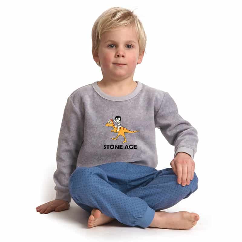 Pyjama jongens velours Stone Age (m92-116) Blauw-grijs