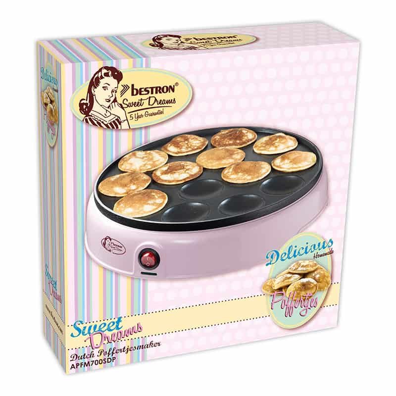 Bestron Poffertjesmaker voor 14 poffertjes (800 W) roze - Afbeelding 3