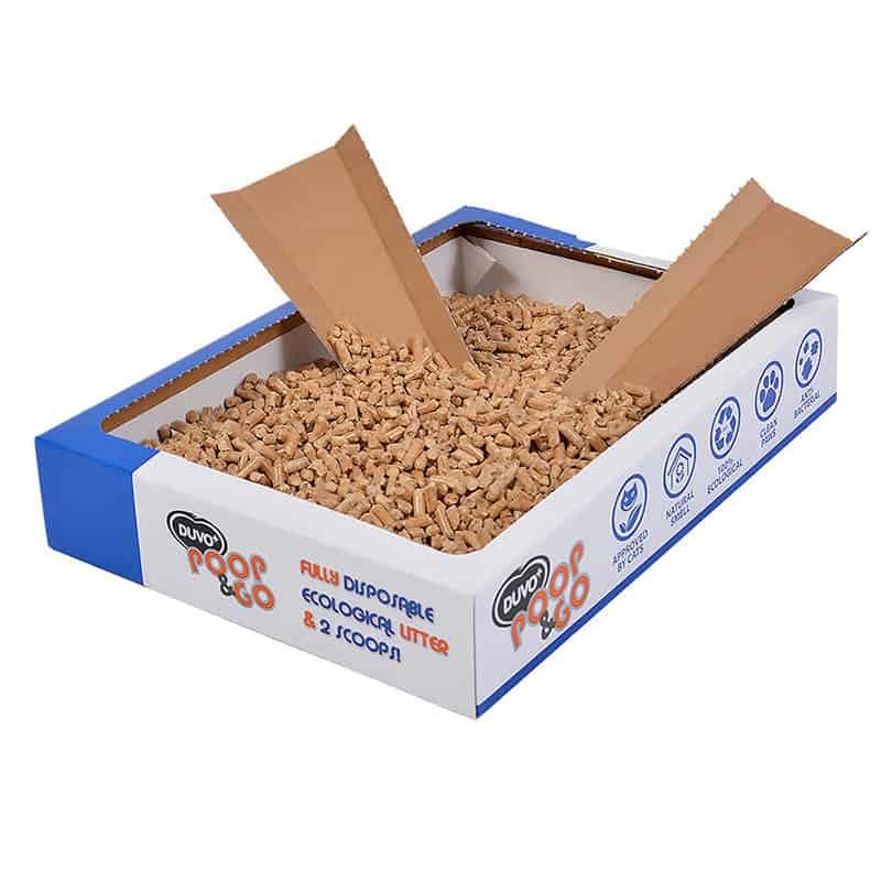 Duvo+ Wegwerpkattenbak +vulling (2kg) Premium Poop & Go - Afbeelding 2