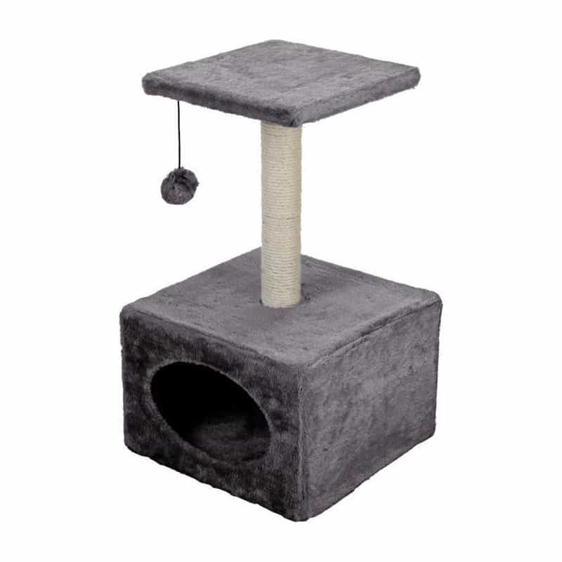 Pet kattenspeeltoren en pluche (30x30x53cm)