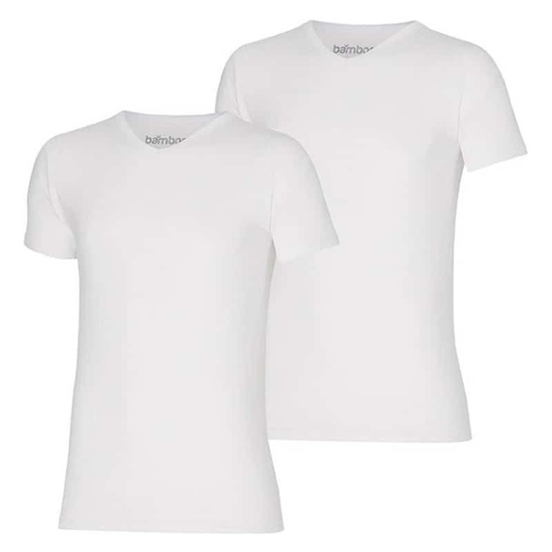 Bamboo T-shirt (2 stuks) V-hals wit