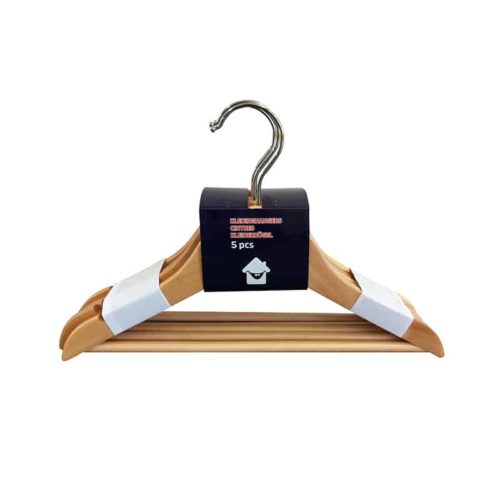 Set 5 houten kinderkapstokken