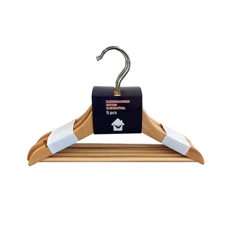 Set 5 houten kinderkapstokken