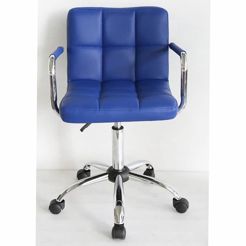 Bureelstoel blauw met armleuning, verchroomd onderstel, verstelbaar