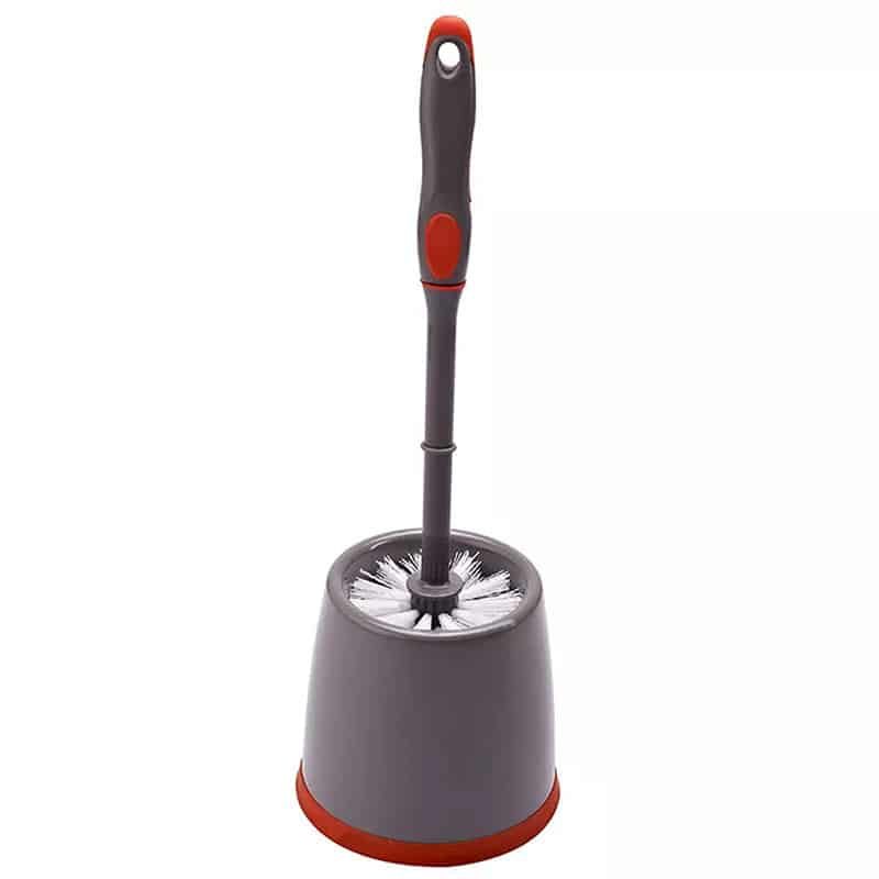 Toiletborstel + houder 41cm grijs/rood
