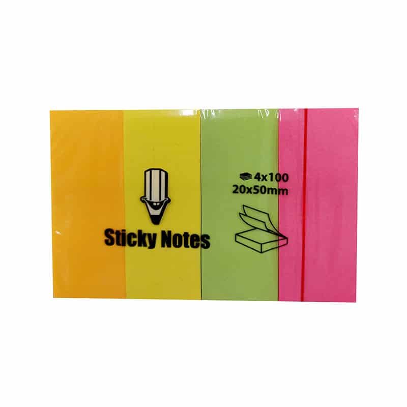 Plaknotities 400 vellen in 4 neon kleuren
