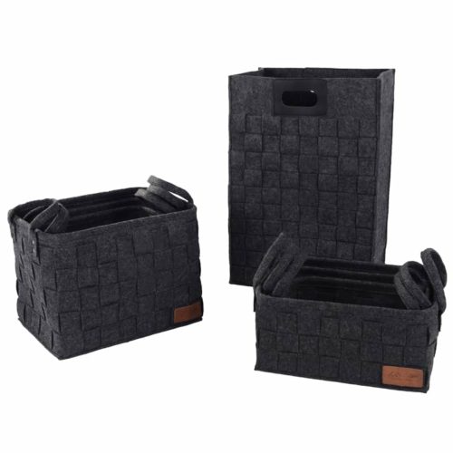 Mand vilt grijs met handvatten 40x30H60cm
