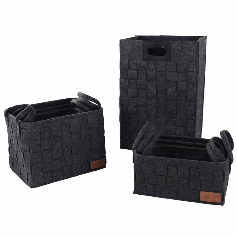 Mand vilt grijs met handvatten 40x30H30cm