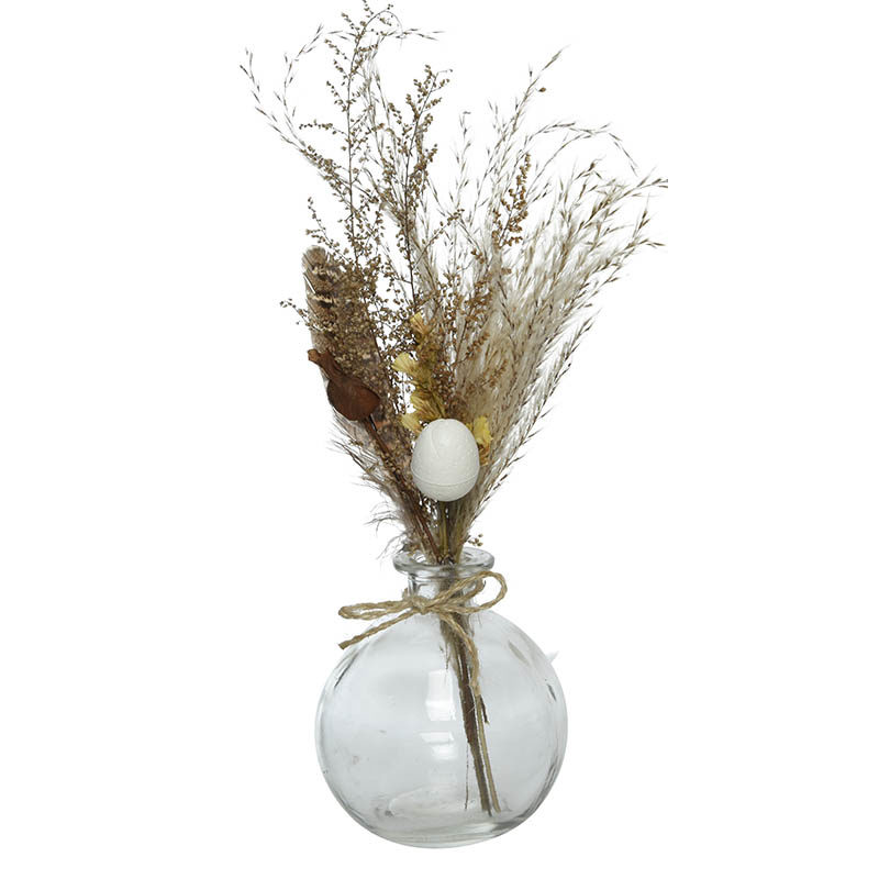 Vaas met droogbloemen (ø8xH22cm) - Afbeelding 3