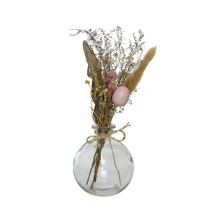 Vaas met droogbloemen (ø8xH22cm) - Afbeelding 2
