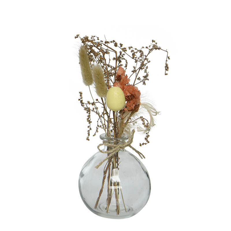 Vaas met droogbloemen (ø8xH22cm)