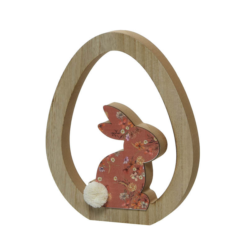 Ei met konijndeco (20x24cm) in MDF - Afbeelding 2