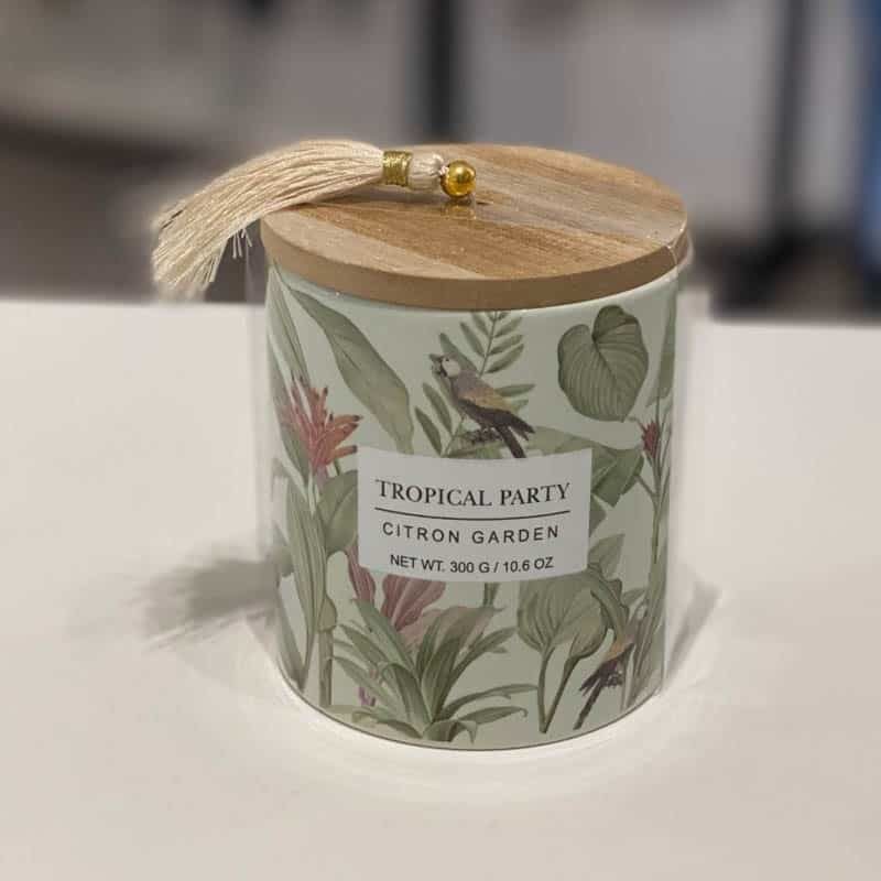 Kaars in keramiek pot met houten deksel - Afbeelding 4