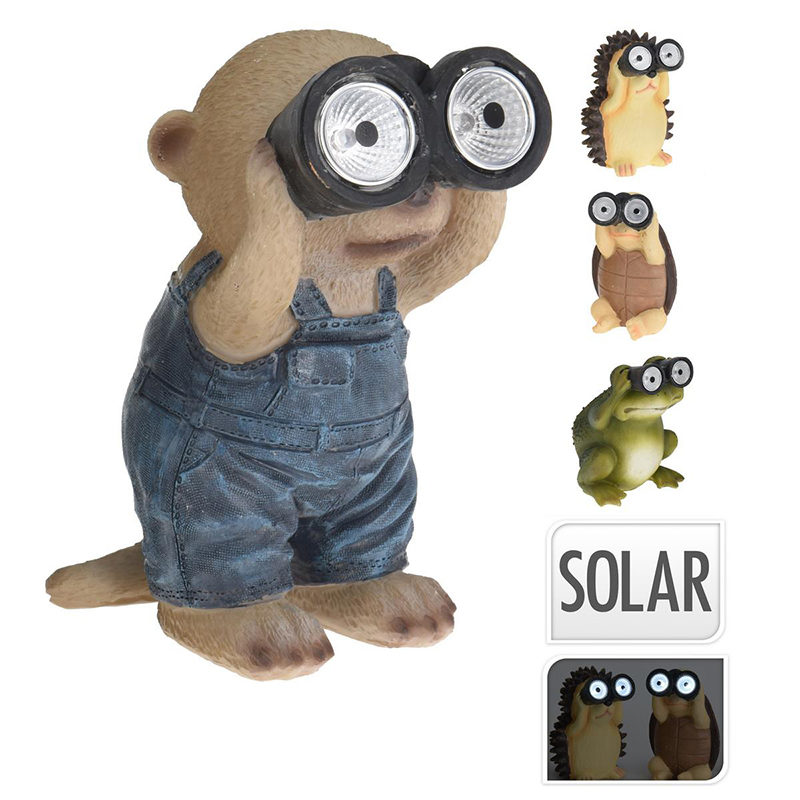 Solar dier met verrekijker polystone (LED)