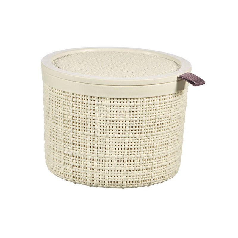 Curver Opbergbox rond 2L met deksel in jute, wit