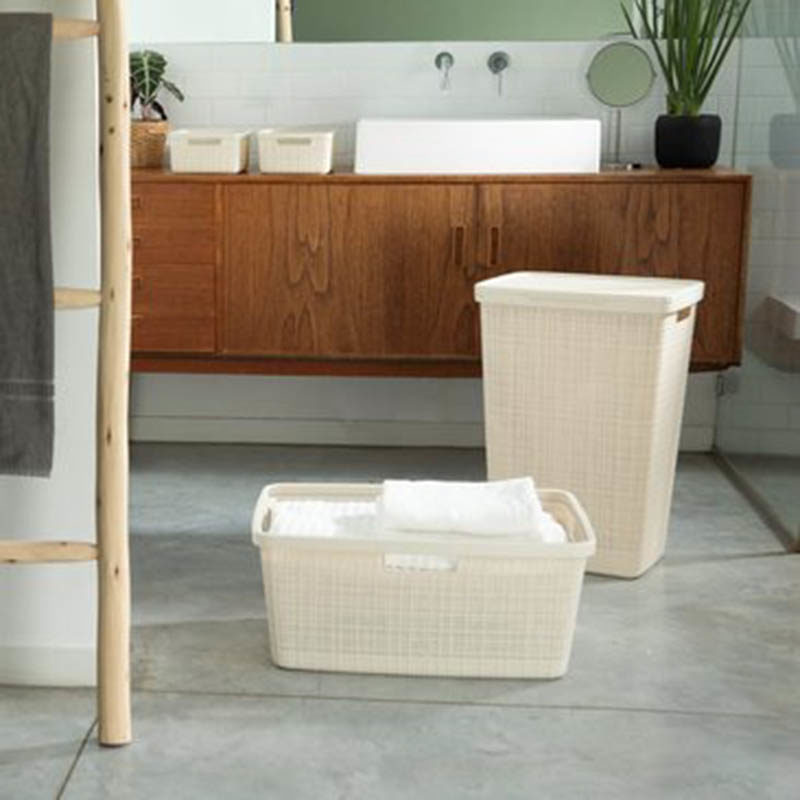 Curver wasmand rechthoek 46L in jute, wit - Afbeelding 3