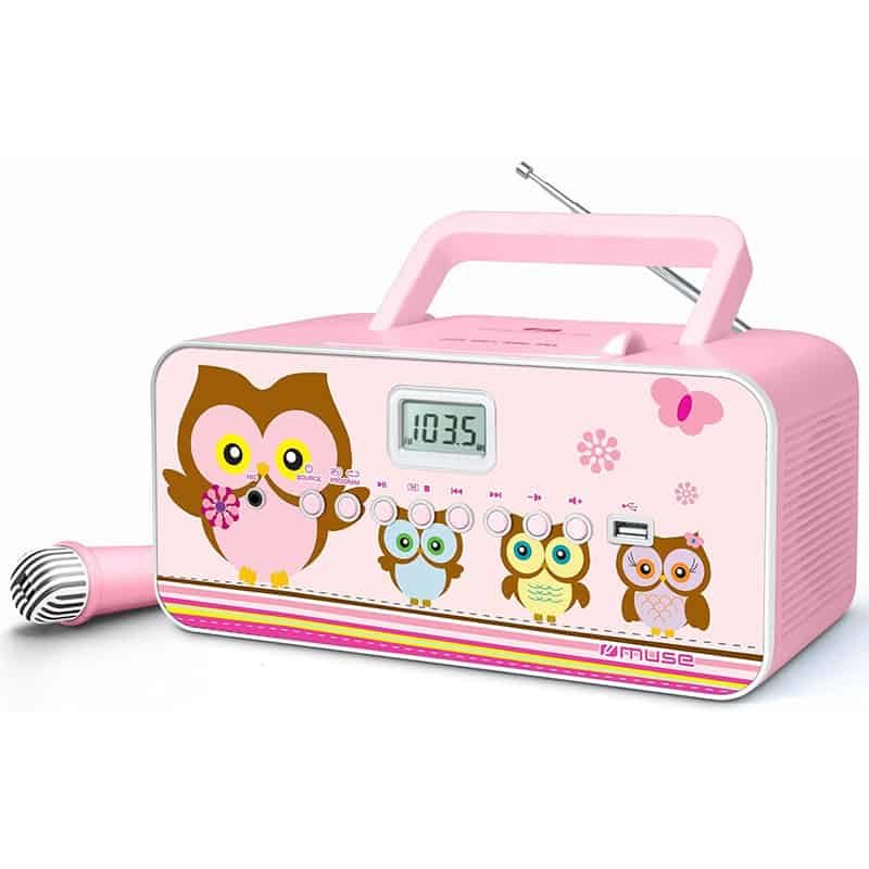 Boombox kids CD+USB+Micro - Uil (roze)
