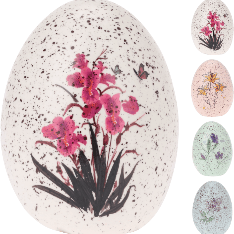 Paasei (8cm) porselein met bloemdeco