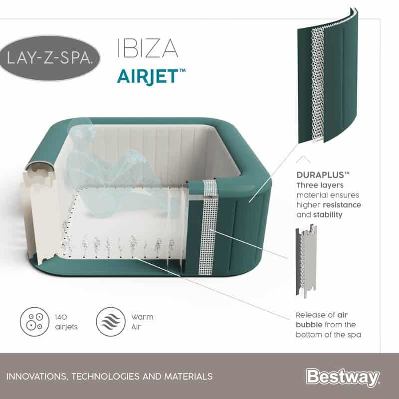 Lay-Z-Spa Bubbel Massage set Ibiza (180x180xh66cm) grijs - Afbeelding 3