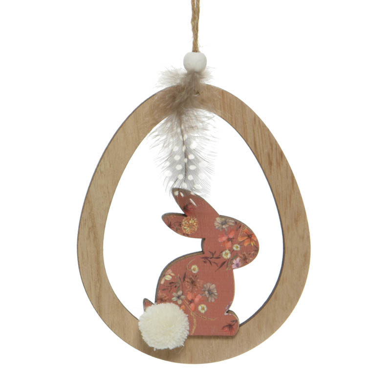 Ei met konijndeco (10x13cm) in MDF