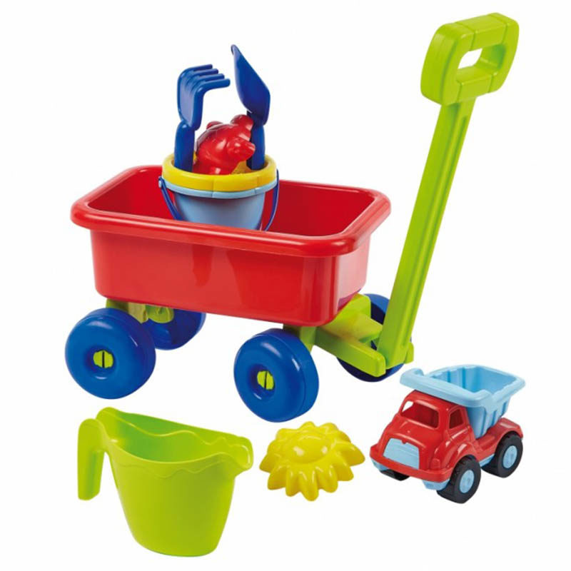 Bolderkar met strandspeelgoed