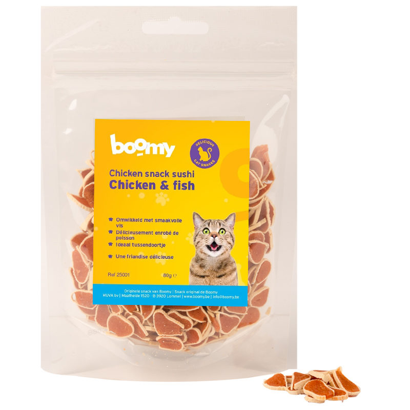Boomy Kat snack (80gr) Stick kip & vis
