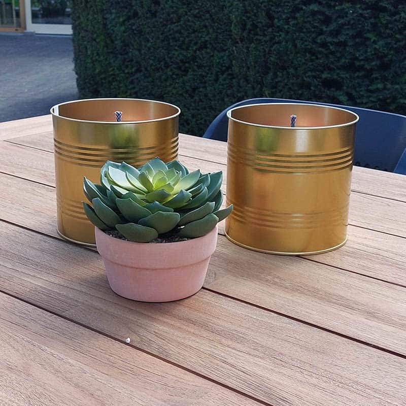 Tuinkaars in blik (ø16x15cm) goudkleur