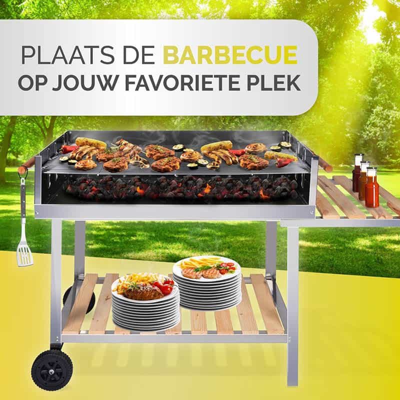 Barbecue Trolley rechthoekig RVS (98x56x85cm) - Afbeelding 2