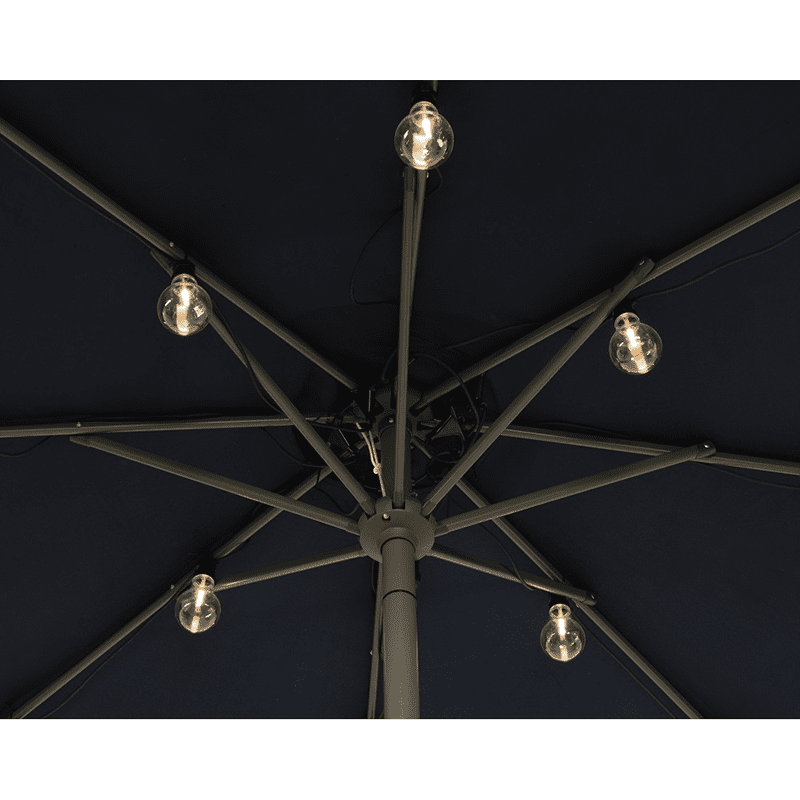 Parasol partylight buiten snoer (5m) zwart / 20 Led's warm wit - Afbeelding 6