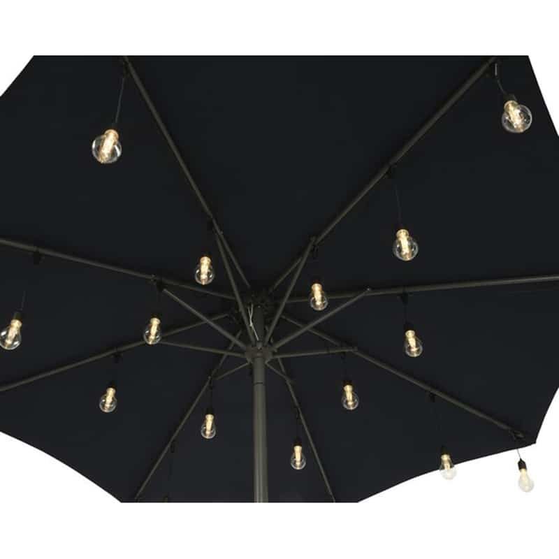 Parasol partylight buiten snoer (5m) zwart / 20 Led's warm wit - Afbeelding 2