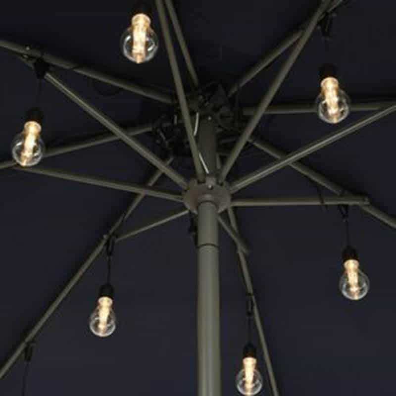 Parasol partylight buiten snoer (5m) zwart / 20 Led's warm wit - Afbeelding 4