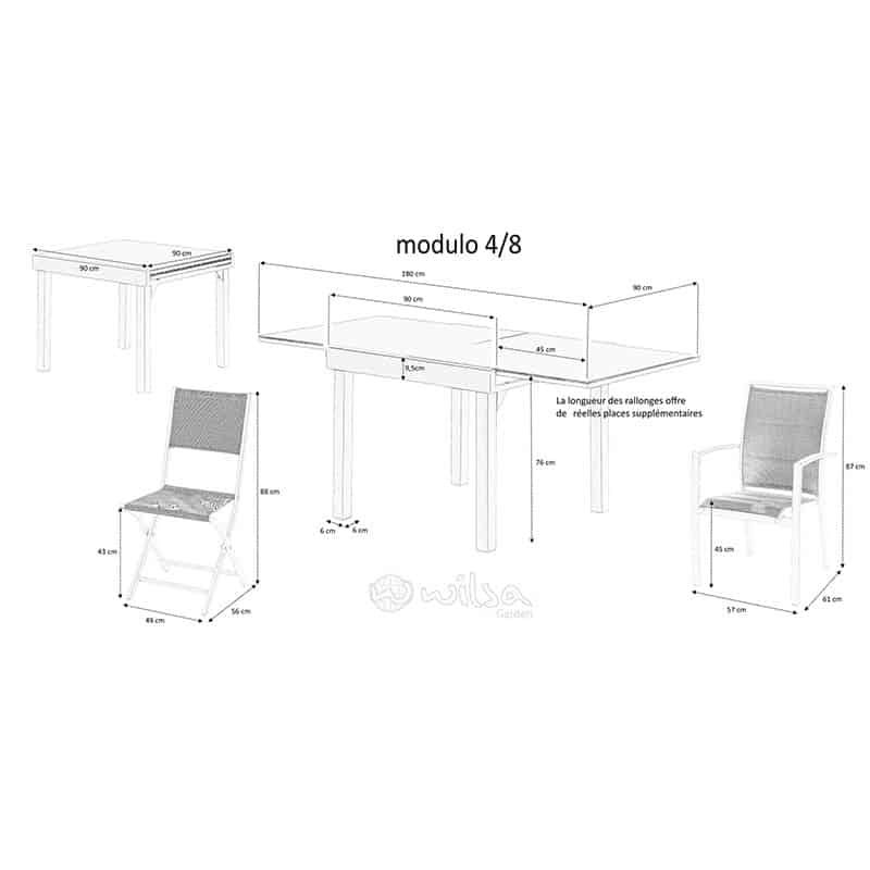 Tafel Modulo (90x90/180cm) full alu antraciet - Afbeelding 3