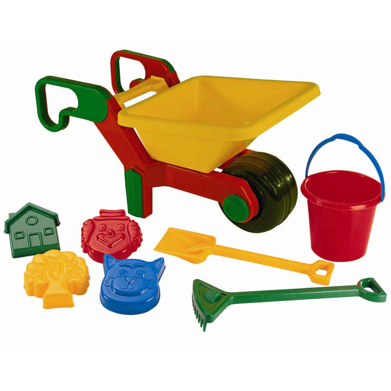Kruiwagen met strandspeelgoed