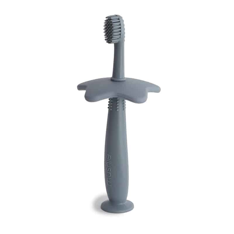 Mushie tandenborstel silicone - blauw