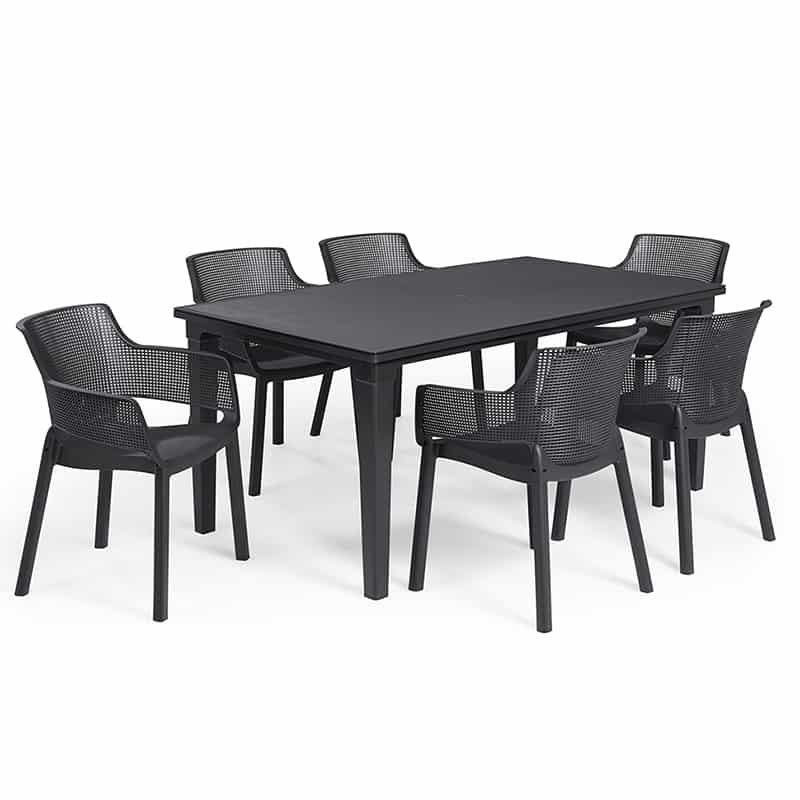 Keter Futura tafel (165x94cm) graphite met parasolopening - Afbeelding 2