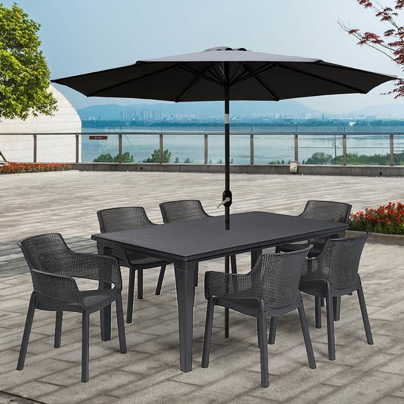 Parasol alu 270cm grijs/grijs met slinger & knik - Afbeelding 2
