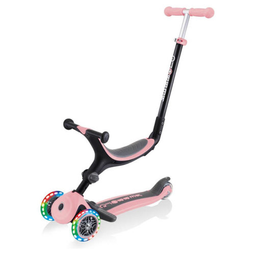 Globber Go-Up met lichten, plooibaar, pastel roze
